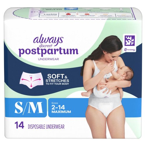 Always Discreet Postpartum Underwear, 14 CT, Extra Large, Small/Medium, Large