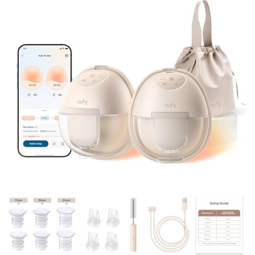 eufy Security Heated Wearable Breast Pump S1, HeatFlow, Hands-Free | HeatFlow, App DIY Rhythm, Powerful 300mmHg, 30% More Output, 46dB Quiet, BPA-Free