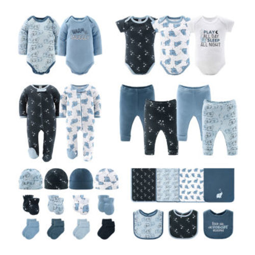 The Peanutshell 0-3m Blue Elephant Baby Unisex 30-pc. Baby Clothing Set