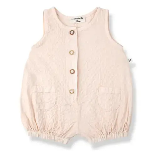 1+ in the family 
Etolia Seersucker romper | Beige pink
