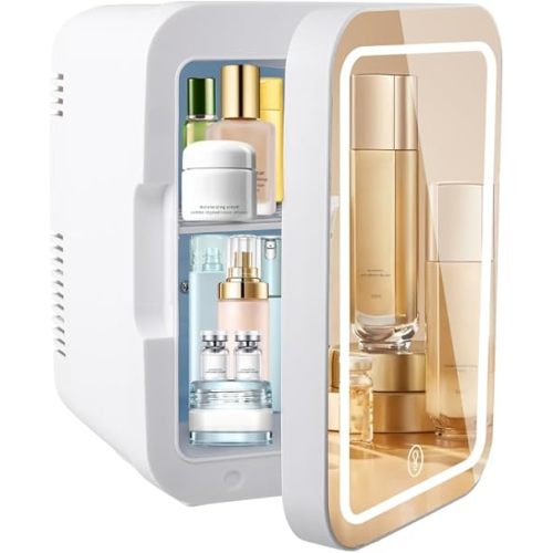 Skincare Fridge, Mini Fridge for Bedroom, Office, Car, 4L/6 Can Makeup Fridge, Cosmetic Fridge for Skin Care Products, Food, Drinks [2024 Upgraded]