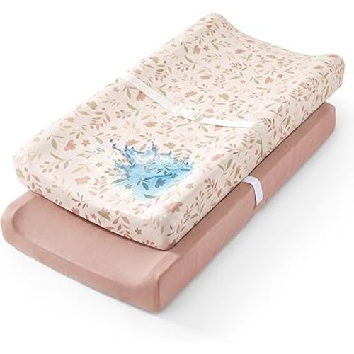 Waterproof Changing Pad Cover 2 Pack Ultra Soft Changing Table Sheets for Girl Boy Diaper Changing Pad Sheet