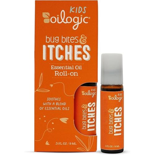 Oilogic Bug Bite Itch Roll-On Essential Oil for Kids - 100% Pure Essential Oils for Soothing Skin - Gentle, Kids-Safe Formula for Toddlers & Children, Indoor & Outdoor Use, 9ml