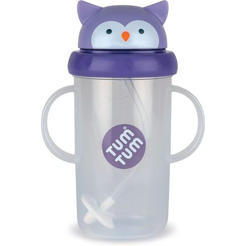 TUM TUM Tippy Up Free Flow Sippy Cup (No Valve), Sippy Cup for Toddlers, BPA Free (Olivia Owl 300ml)