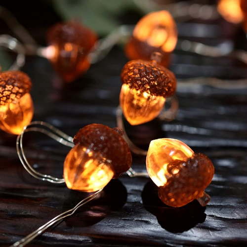 Thanksgiving Lights Decorative 3D Acorn Fall String Lights 50 LED 16.4ft Battery Powered with Remote for Bedroom Table Harvest Window Autumn Wedding Decoration