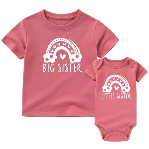 Big Sister Little Sister Matching Outfits Toddler Girl Shirt lil Sis Baby Clothes