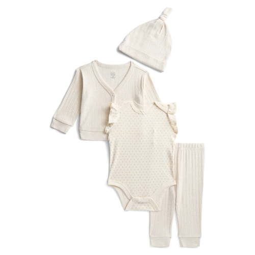Wonder Nation Organic Cotton Baby Girl Take Me Home Layette Gift Set, 4-Piece, Sizes Newborn-9 Months