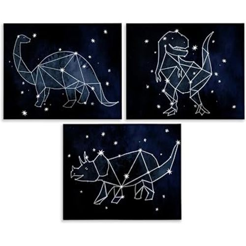 Stupell Industries 'Night Sky Dinosaur Constellations'| 3pc Canvas Art Set
