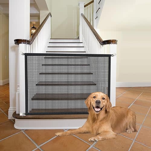 Dog Gate for Stairs Pet Gates for The House: Dog Gate Indoor Dogs Screen Mesh Gate for Doorways Stairways 29 inches Tall, 34 inch Wide, Fits Openings 28'' to 31'' Wide