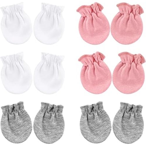 BQUBO Newborn Infant Toddler Mittens No Scratch Cotton Elastic Wrist Gloves Hypoallergenic for 0-6 Months Baby Boys Girls