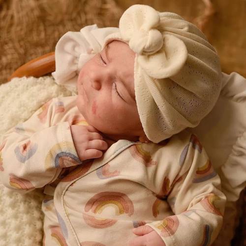 Organic Cotton Newborn Bow Turban: Unbleached Baby Hat