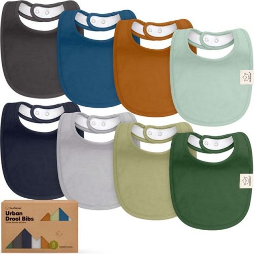 KeaBabies 8pk Organic Baby Bibs for Boy, Baby Drool Bib for Toddler Boys, Girls, Newborn Baby Teething Bibs (Hunter)