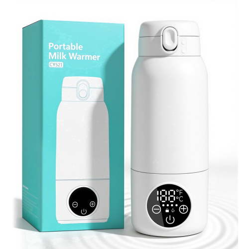 RUPOUN 17oz Large Capacity Cordless Portable Bottle Warmer - Baby Milk Warmer for Breast Milk, Formula & Water, Travel & Outdoor Use, White