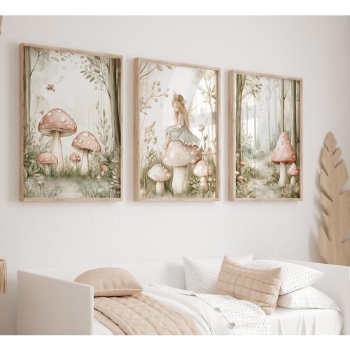 Enchanted Forest Prints, Whimsical Nursery Decor, Fairy Wall Art Set, Magical Woodland, Baby Girl Room Art