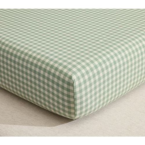 Organic Chris Loves Julia Gingham Crib Fitted Sheet , Sage
