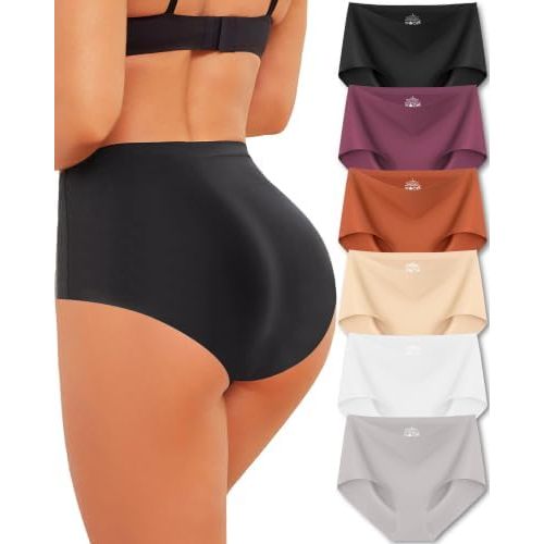 High Waisted Seamless Underwear Women's Briefs Panties No Show 6Pack XS-3XL