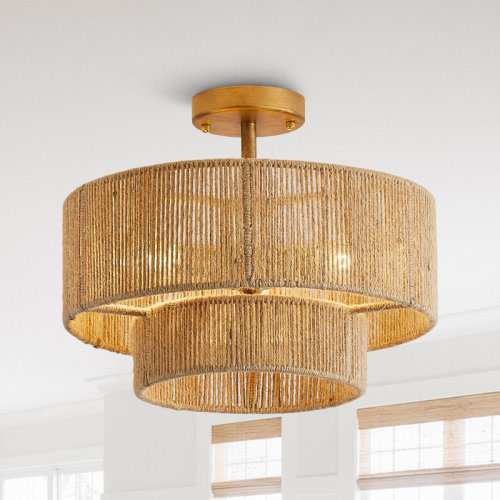 Bay Isle Home™ Kingstown Rope 2-Tier Drum Semi Flush Mount Ceiling Lights & Reviews | Wayfair