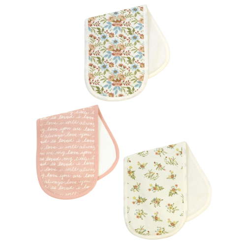 Parents Choice Baby Girl Burp Cloth, 3-Pack