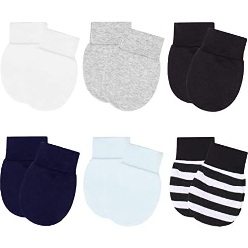 Newborn Baby Mittens Anti-Scratch Mittens For Baby Boys Girls Cotton Breathable No Scratching Gloves 6 Pairs (6Pairs-Boys)