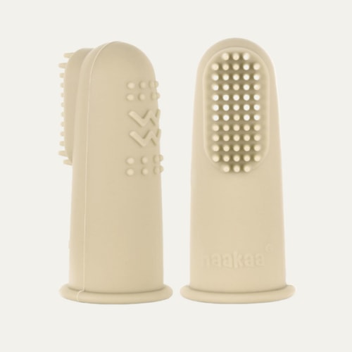 Haakaa Baby First Toothbrush, Silicone Baby Finger Toothbrush Oral Care for Infants, Babies&amp;Toddlers&amp;Kids Tooth Care, Soft Food Grade Silicone, 0 Months+, 2 Pack, Cream