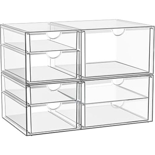 Stackable Storage Drawers, Acrylic Organizers,7 Drawers