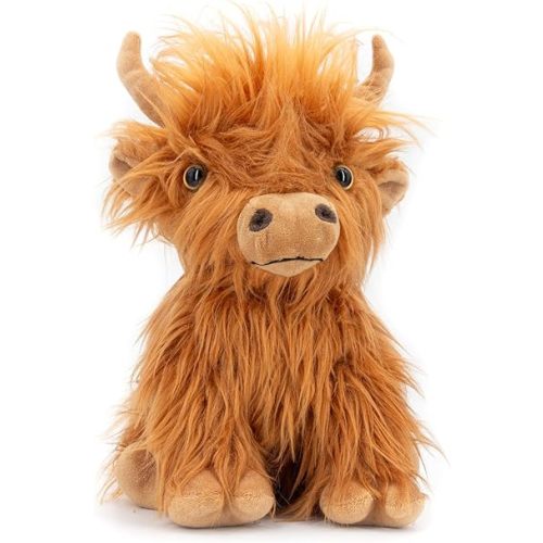 MARYSUN Microwavable Highland Cow Stuffed Animal Toy - Brown Stuffed Animal Gift for Girls and Kids