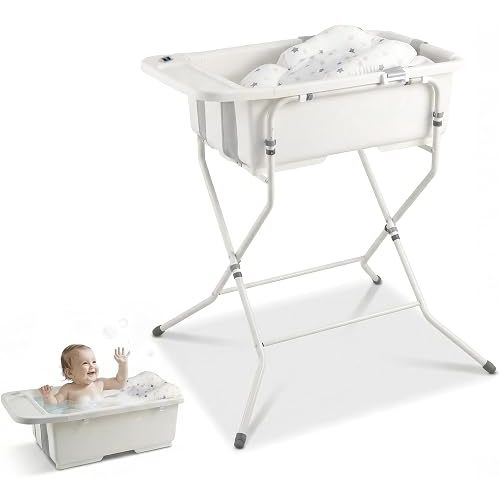 Baby Bathtub with Stand,Collapsible Infant Bath Tub