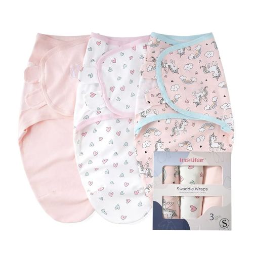 insular Baby Swaddle Sacks, Swaddle Blanket for Newborn and Infant, Adjustable Velcro Set for Boy and Girl, Soft Cotton Baby Sleep Sack 3 Pack (Horse, Small(0-3M))