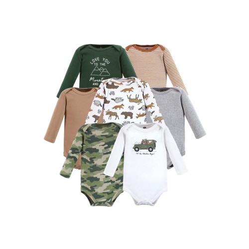 Long-Sleeve Cotton Bodysuit Collection 7-Piece Set