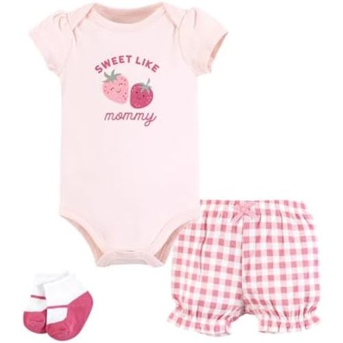 Hudson Baby Unisex Baby Bodysuit, Short and Sock, 3-Piece Set