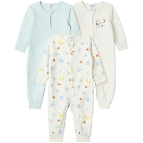 Amazon Essentials Unisex Babies' Fleece Sleeper, Footless Sleep and Play, Pack of 3