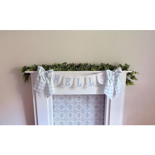 Blue Gingham Personalized Name Banner