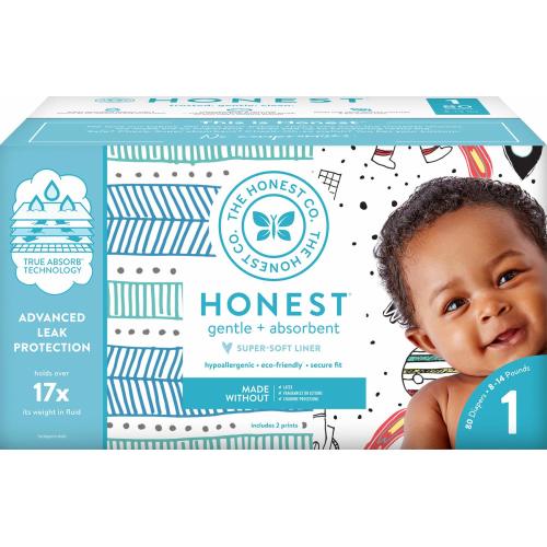 The Honest Company Clean Conscious Disposable Diapers - Dots+Dashes + Multi-Giraffes, Size 1, 78 Count