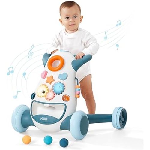 KÜB Montessori Baby Walker - Interactive Push Toy for Toddlers Learning to Walk with Soft Music & Lights, Adjustable Speed & Non-Slip Wheels, Educational Activity Center