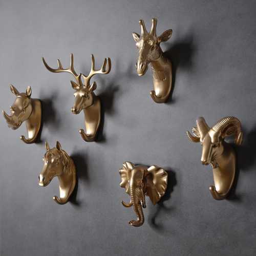 Gold Animal Head Wall Hook – Decorative Coat Hook for Entryway or Bathroom