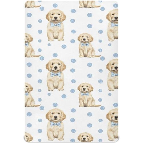 Crib Sheets for Boys Girl Golden Retriever Puppy Breathable Mini Crib Mattress Sheets Fitted,Toddler Baby Sheet for Cot Mattress 39 * 27 * 5In