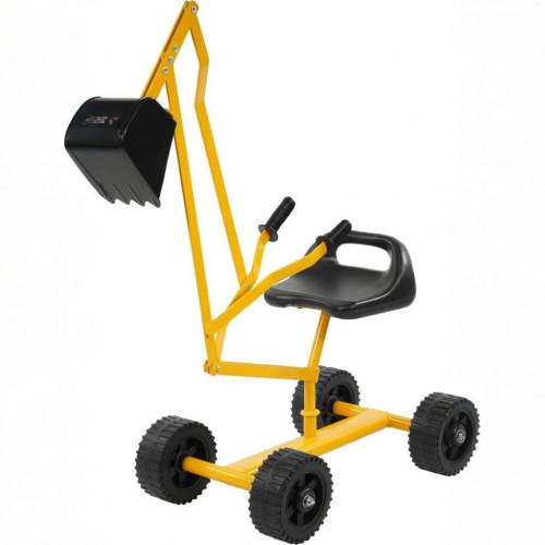 Sand Digger Kids Excavator Ride On Toy, Beach Toys Outdoor Sandbox Toy Digger, Steel Excavator Crane Rotates 360 with Stabilizing Base, Sand Toys Backyard Sandbox, Dirt and Snow - With Wheels