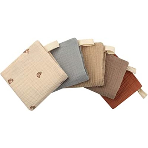 5pcs Baby Washcloths Muslin Cotton Face Towels, Soft and Absorbent Bath Towel, Saliva Towel, Burp Cloth, Square Handkerchief for Newborns Infants