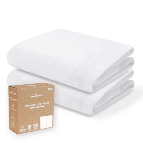 The Peanutshell White Organic Cotton Crib Sheets for Baby Boys and Girls, 2 Pack
