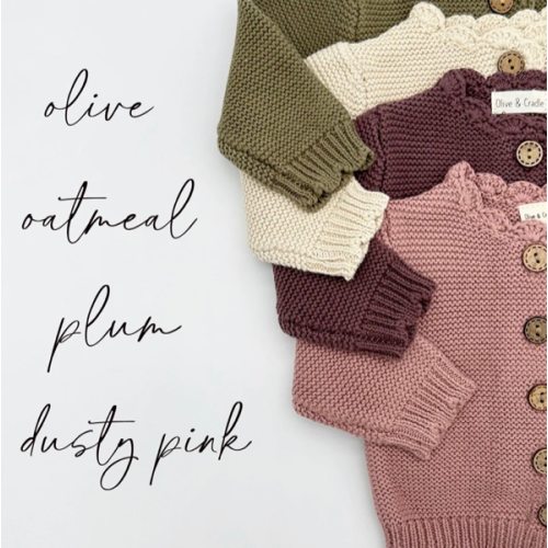 Cotton Knitted baby kids | Sophia Cardigan – Olive and Cradle