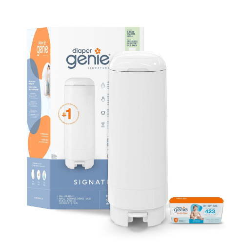 Diaper Genie Signature Diaper Pail, White, Foot Pedal, Odour Control