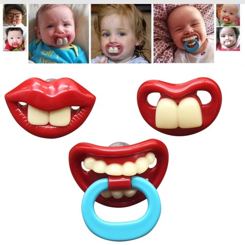 Funny Pacifier for Baby, Buck Tooth Pacifier Fake Big Teeth Soft Pacifiers with Teeth Food Grade Silicone for Babies Health BPA Free, Great Gift for Kids (3pcs-B)