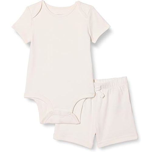 Amazon Essentials Unisex Toddlers' Short Sleeve 100% Cotton Bodysuit and Short Set