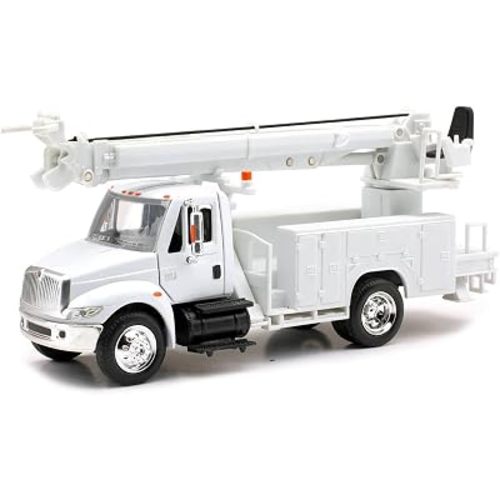International 4200 Digger Service Truck White Long Haul Trucker Series 1/43 Diecast Model by New Ray 15913F