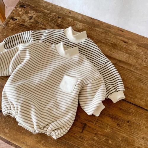 Long Sleeved Striped Pocket Romper – Teeny Mini Me
