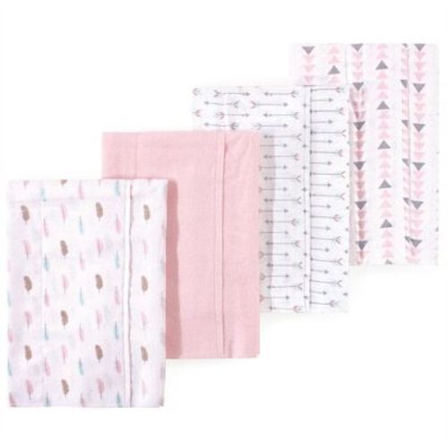 Little Treasure Luvable Friends Flannel Burp Cloths 4pk, Pink Feather