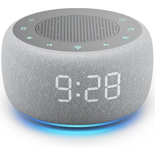 Buffbee Alarm Clock with Sound Machine for Bedrooms – 2-in-1 White Noise Machine for Sleep, Gentle Wake-Up with Soft Alarm Sounds, Ambient Night Light, Plug-in, Sleep Better, Wake Gently