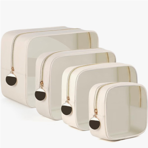 4PCS Clear Makeup Bag Set, Waterproof TPU Purse Organizer Pouches, TSA Approved Toiletry Bag, Diaper Bag Organizer Pouch, Travel Organizer Bags for Women and Kids