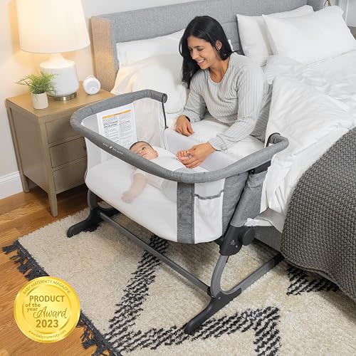 Baby Delight Beside Me Dreamer Bassinet | Bedside Sleeper | 7-Position Height Adjustment | Charcoal Tweed