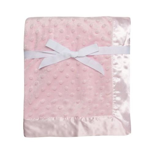Baby Starters Pink Textured Embossed Dot 2-Ply Baby Blanket with Satin Trim